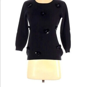 22.Knitted black sweater with flower detail small EUC